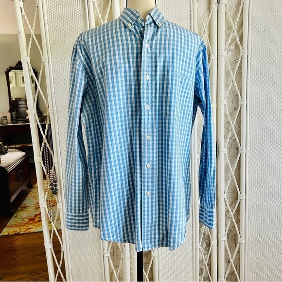 Club Room Shirt Blue and White Check Long Sleeve Button Up Men's size Medium - Picture 2 of 12